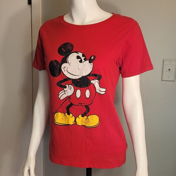 Disney Red Mickey Mouse T-Shirt  Women's Large WDW Kidcore Americana Character T - Picture 8 of 10